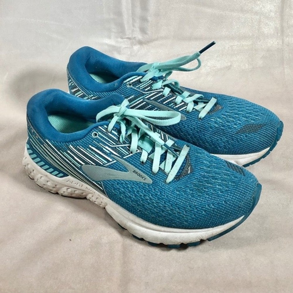 Brooks Womens Adrenaline GTS 19 Teal Running Shoes Sneakers Size 8